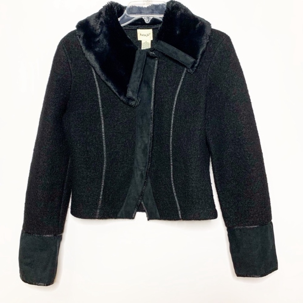 💔SOLD💔Anthropologie Kenji Wool Faux Fur Jacket. Size Medium